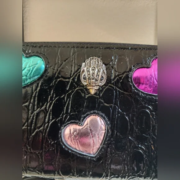 Kurt Geiger London Black Leather Puffy Rainbow Hearts Wallet - Picture 3 of 8